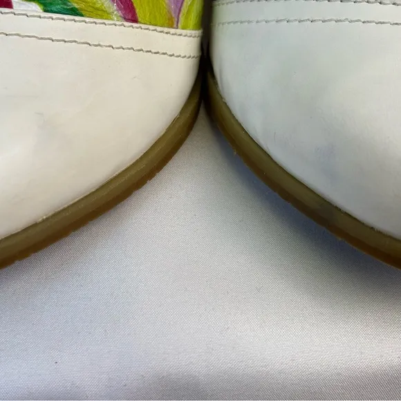L’artiste Spring Step Leather Ankle Boots Floral Chic Booties White Size 8.5