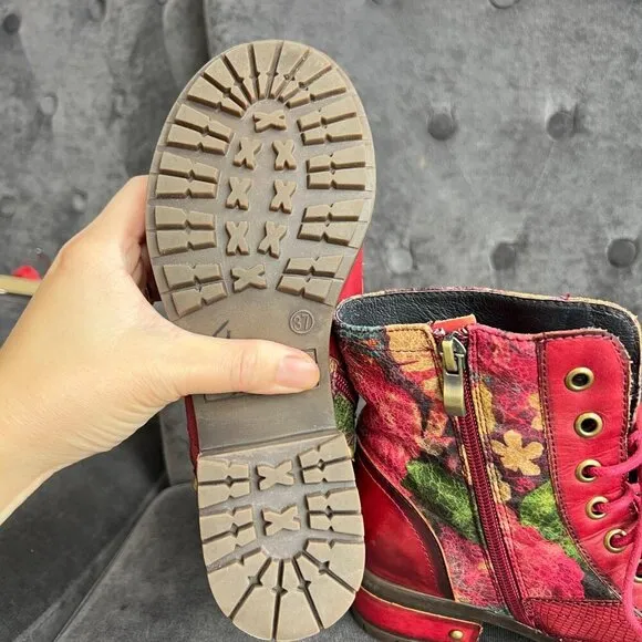 L’artiste Women Marty lace up boots, Red, Size 37