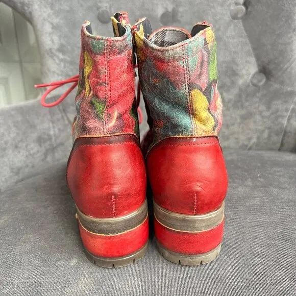 L’artiste Women Marty lace up boots, Red, Size 37