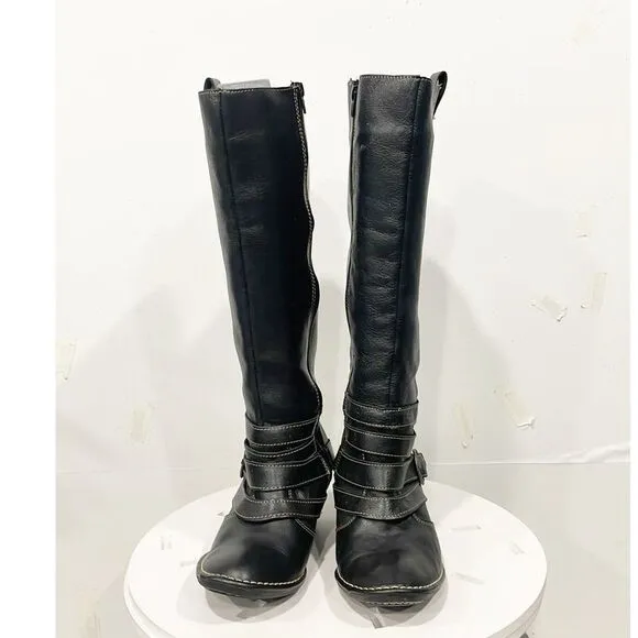 Lassen Women Genuine Leather Tall Boots Thick Stitch Mexico Western Black Sz 8