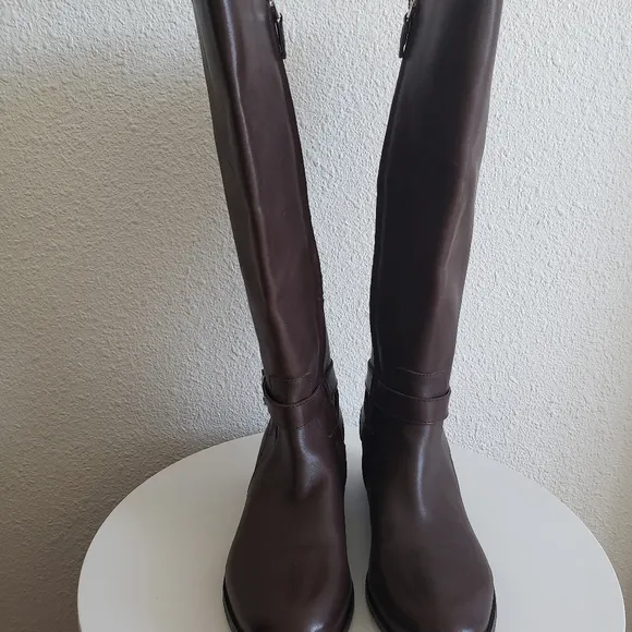 Lauren Ralph Lauren Brittaney Women Brown Leather Riding Boots