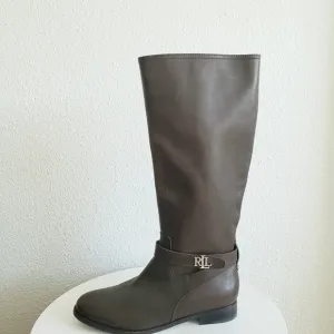 Lauren Ralph Lauren Brittaney Women Brown Leather Riding Boots