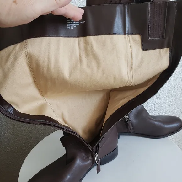 Lauren Ralph Lauren Brittaney Women Brown Leather Riding Boots