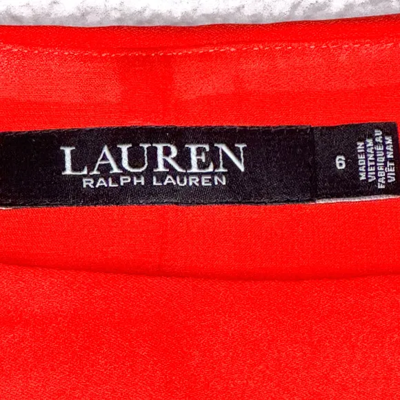 Lauren Ralph Lauren Dress Black Label Size 6 Cape Georgette Orange Cocktail