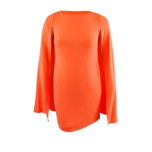 Lauren Ralph Lauren Dress Black Label Size 6 Cape Georgette Orange Cocktail