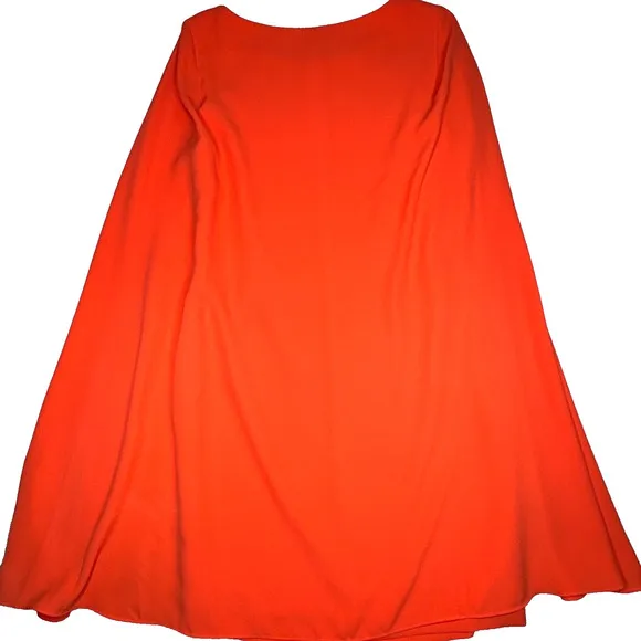 Lauren Ralph Lauren Dress Black Label Size 6 Cape Georgette Orange Cocktail