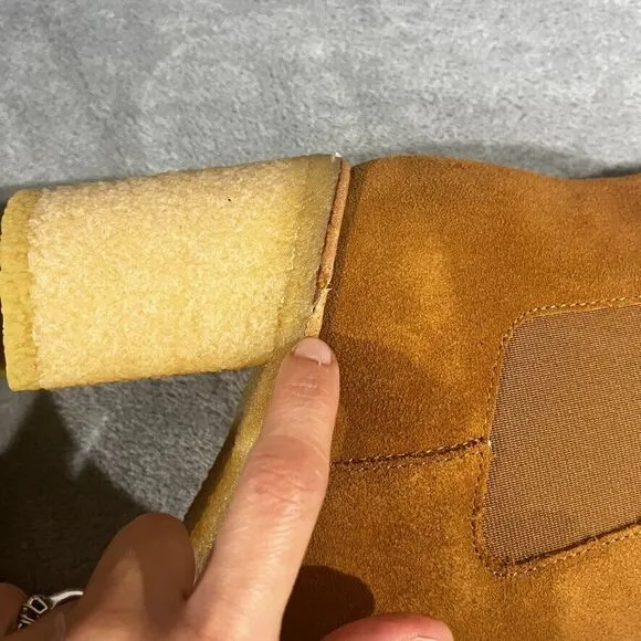 Lauren Ralph Lauren Women Marianna Block Heel Chelsea Boots Sz 10B Tan Gum Sole
