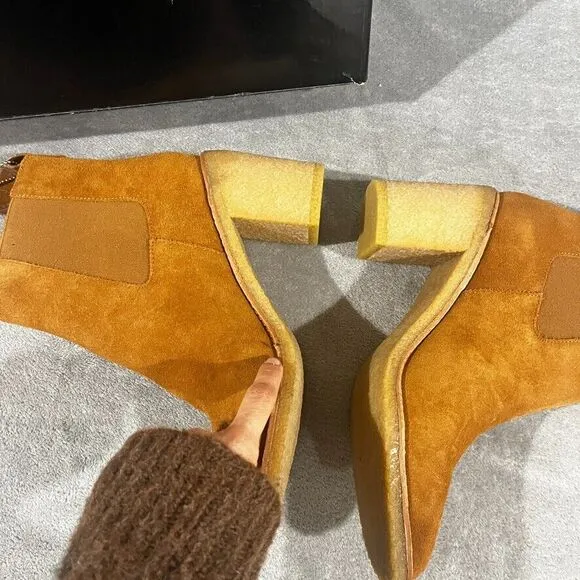 Lauren Ralph Lauren Women Marianna Block Heel Chelsea Boots Sz 10B Tan Gum Sole