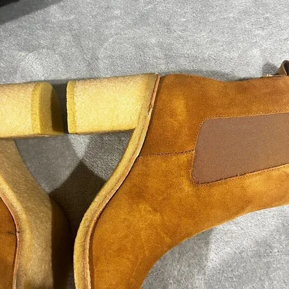 Lauren Ralph Lauren Women Marianna Block Heel Chelsea Boots Sz 10B Tan Gum Sole