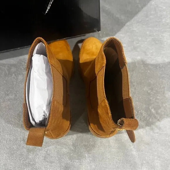 Lauren Ralph Lauren Women Marianna Block Heel Chelsea Boots Sz 10B Tan Gum Sole