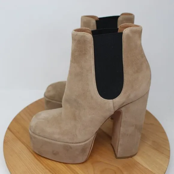 Laurence Dacade Boots Women 38 Platform Bootie Suede Beige Quiet Luxury Romantic
