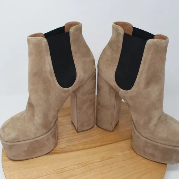 Laurence Dacade Boots Women 38 Platform Bootie Suede Beige Quiet Luxury Romantic