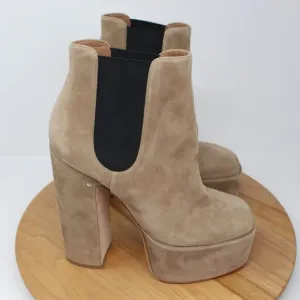 Laurence Dacade Boots Women 38 Platform Bootie Suede Beige Quiet Luxury Romantic