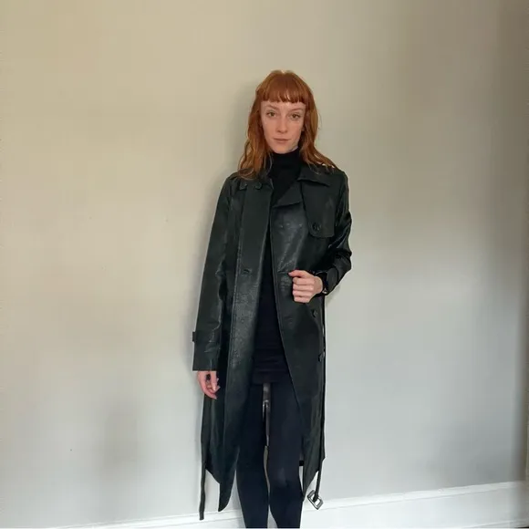 L’ecole des femmes vegan leather trench coat Small NWT