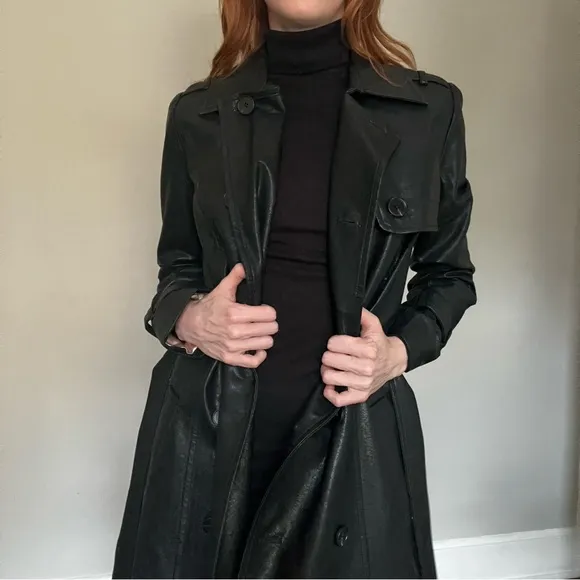 L’ecole des femmes vegan leather trench coat Small NWT