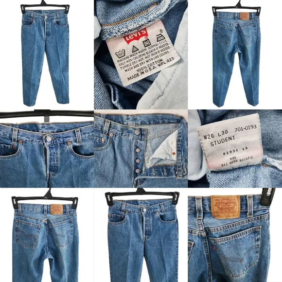 Levi's True Vintage 501 Student XX USA Made VTG Red Tab OG Blue 26 X 30 Unisex