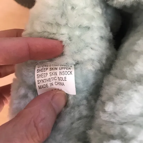 Light blue sheep skin fur boots
