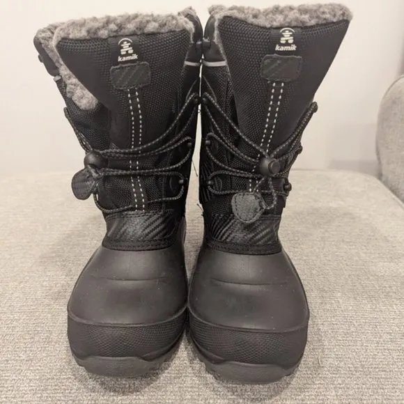 Like New Kamik Luke 4 Kids' Insulated Waterproof Winter Boots, Black size 4