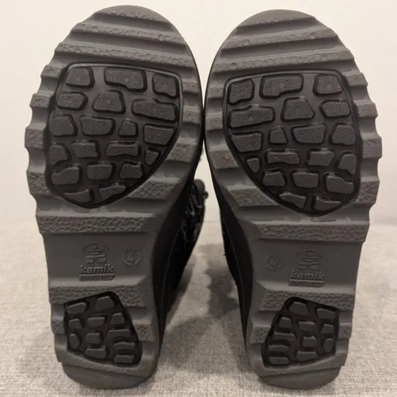 Like New Kamik Luke 4 Kids' Insulated Waterproof Winter Boots, Black size 4