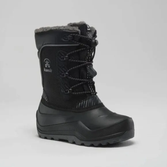 Like New Kamik Luke 4 Kids' Insulated Waterproof Winter Boots, Black size 4