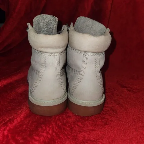 Linden Woods Timberland Premium 6 Waterproof Boots Ivory Gray Nubuck Boys Size 5