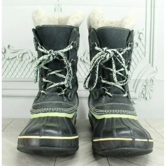 LL Bean Black Suede Removable Lining Insulated Duck Boots Size 6 M