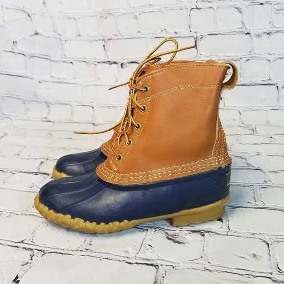 LL BEAN Boots blue rubber leather 6