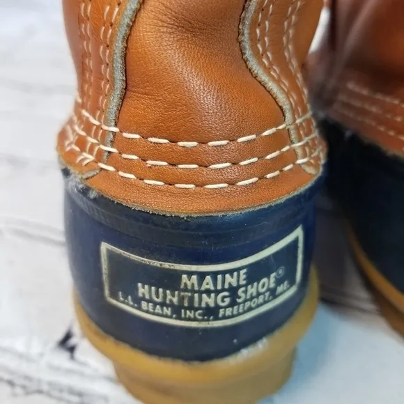 LL BEAN Boots blue rubber leather 6