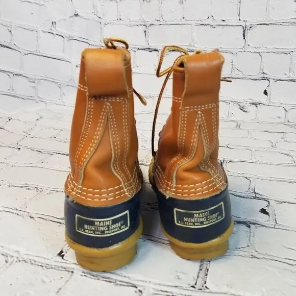 LL BEAN Boots blue rubber leather 6