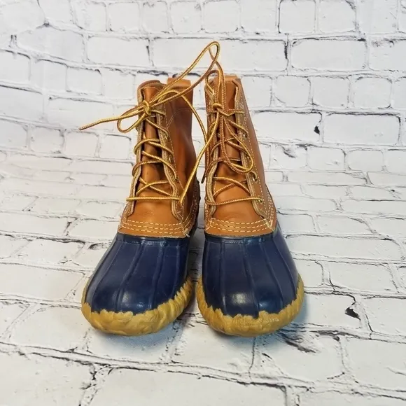 LL BEAN Boots blue rubber leather 6