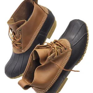 L.L. Bean Boots Men 12M Brown Leather Rubber Duck Hunting Rain Made in USA Maine