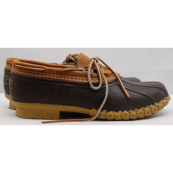 LL Bean Brown Shoes Duck Boots 9 Rain Rubber Leather Maine USA Mens Vtg