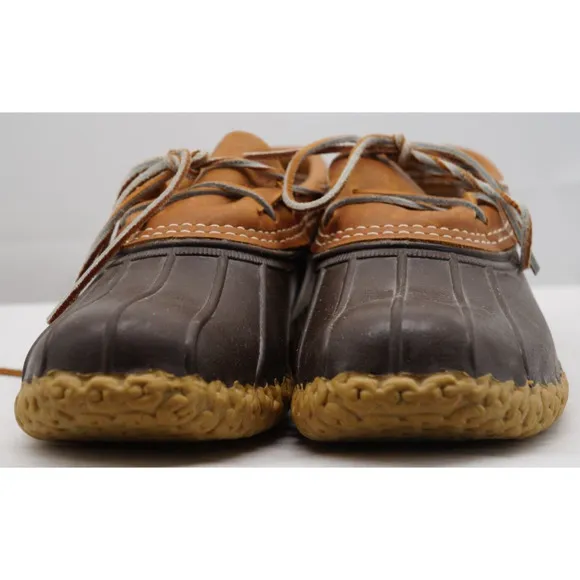 LL Bean Brown Shoes Duck Boots 9 Rain Rubber Leather Maine USA Mens Vtg