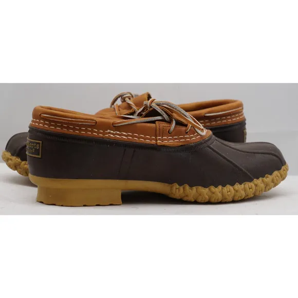 LL Bean Brown Shoes Duck Boots 9 Rain Rubber Leather Maine USA Mens Vtg