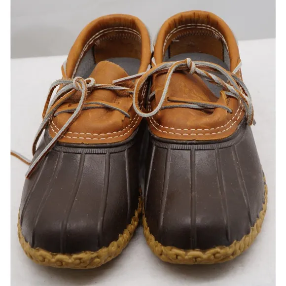LL Bean Brown Shoes Duck Boots 9 Rain Rubber Leather Maine USA Mens Vtg