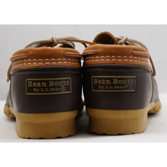 LL Bean Brown Shoes Duck Boots 9 Rain Rubber Leather Maine USA Mens Vtg