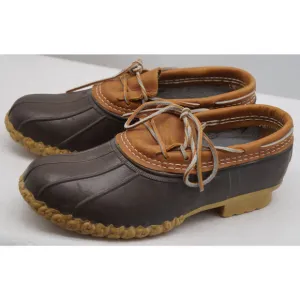 LL Bean Brown Shoes Duck Boots 9 Rain Rubber Leather Maine USA Mens Vtg