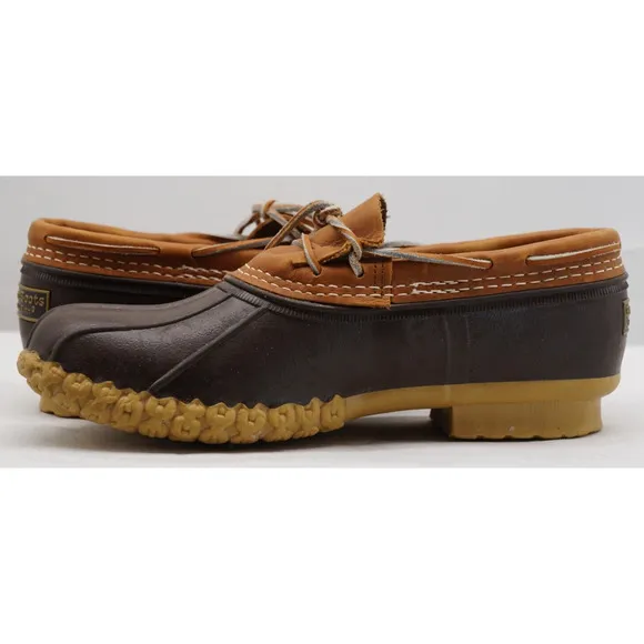 LL Bean Brown Shoes Duck Boots 9 Rain Rubber Leather Maine USA Mens Vtg