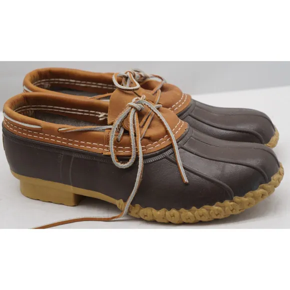 LL Bean Brown Shoes Duck Boots 9 Rain Rubber Leather Maine USA Mens Vtg