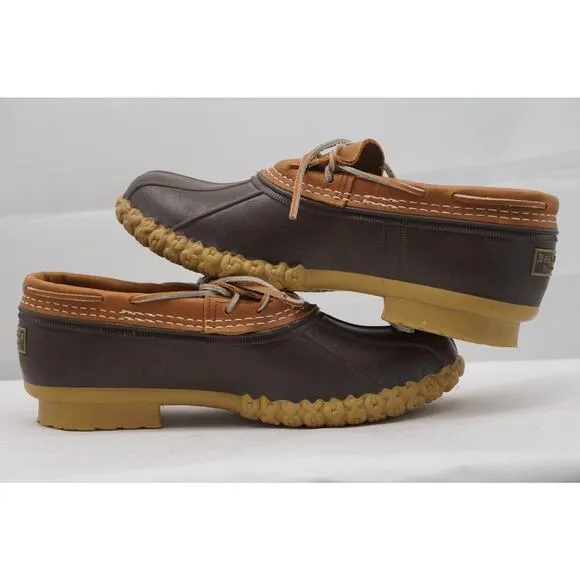 LL Bean Brown Shoes Duck Boots 9 Rain Rubber Leather Maine USA Mens Vtg