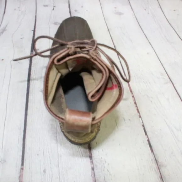 LL Bean Katahdin Brown Waxed Canvas Limited Edition Unlined Duck Boots 7 M
