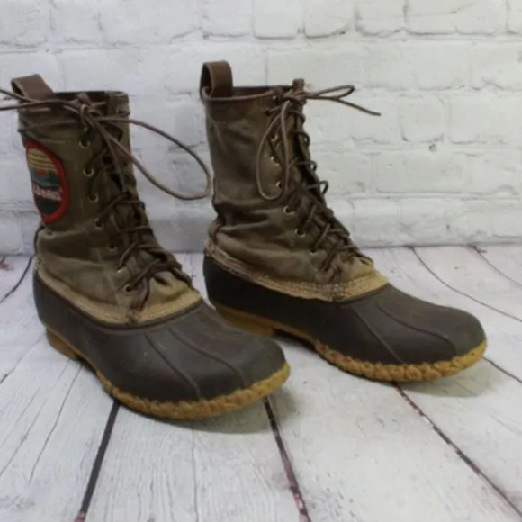LL Bean Katahdin Brown Waxed Canvas Limited Edition Unlined Duck Boots 7 M