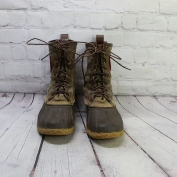 LL Bean Katahdin Brown Waxed Canvas Limited Edition Unlined Duck Boots 7 M