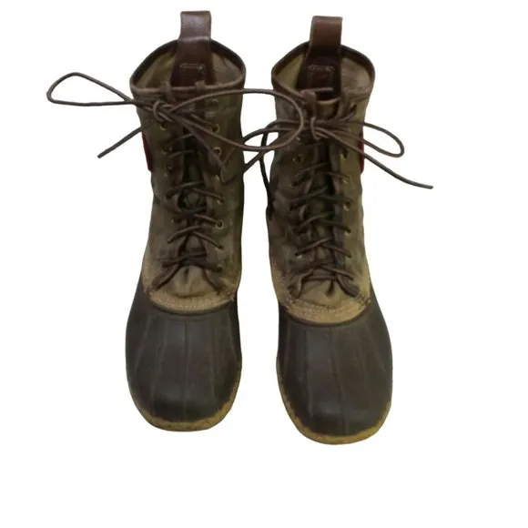 LL Bean Katahdin Brown Waxed Canvas Limited Edition Unlined Duck Boots 7 M