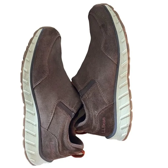 L.L. BEAN Snow Sneaker Shoes Slip on Brown Suede Mens Size 9