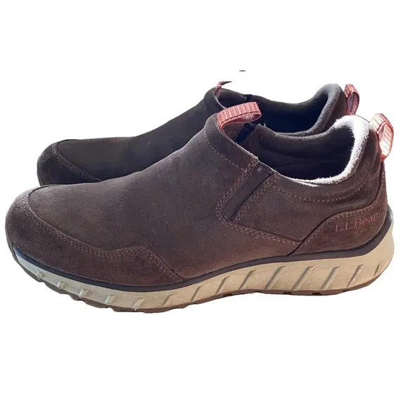 L.L. BEAN Snow Sneaker Shoes Slip on Brown Suede Mens Size 9