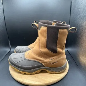 LL Bean Storm Chaser Boots Men Size 10 Tall Brown Leather Black Rubber Toe