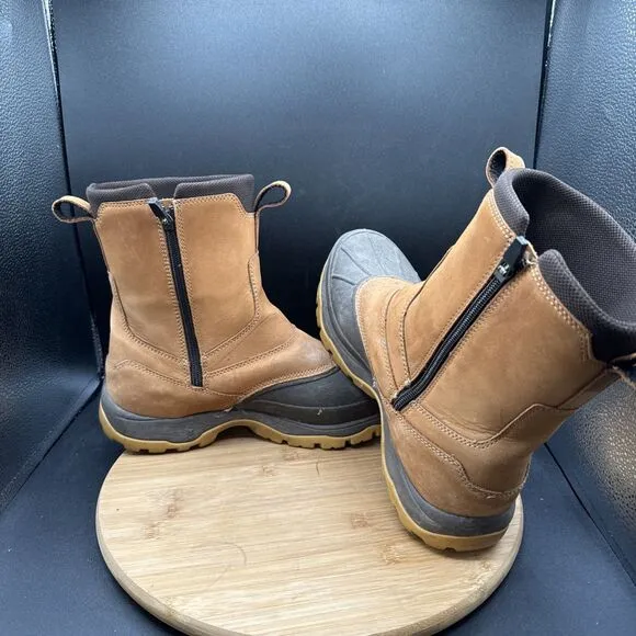 LL Bean Storm Chaser Boots Men Size 10 Tall Brown Leather Black Rubber Toe