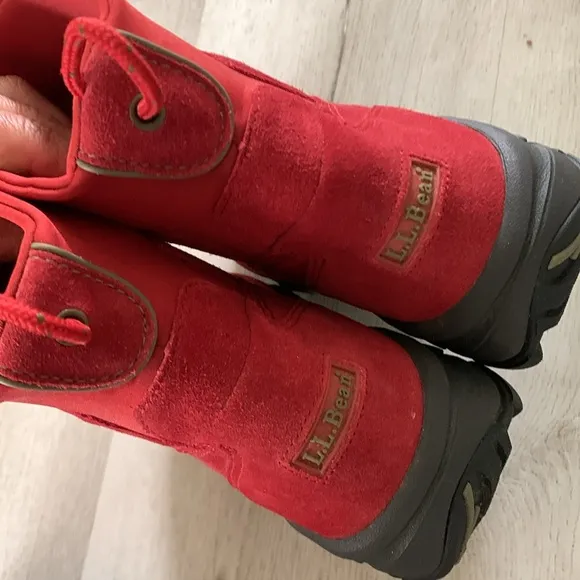 LL Bean thinsulate red suede leather boots size 8 1/2 M winter women’s outdoor