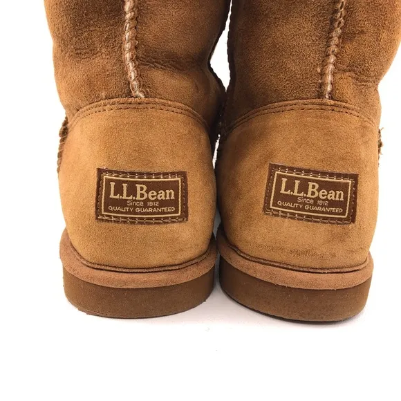 L.L. Bean Wicked Good Brown Suede Sheepskin Winter Boots 11